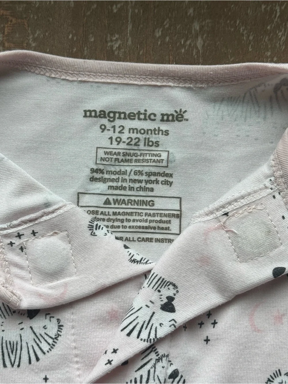 +Magnetic Me Pink Zebra Print Footed One-Piece 9-12M Baby Girl Modal